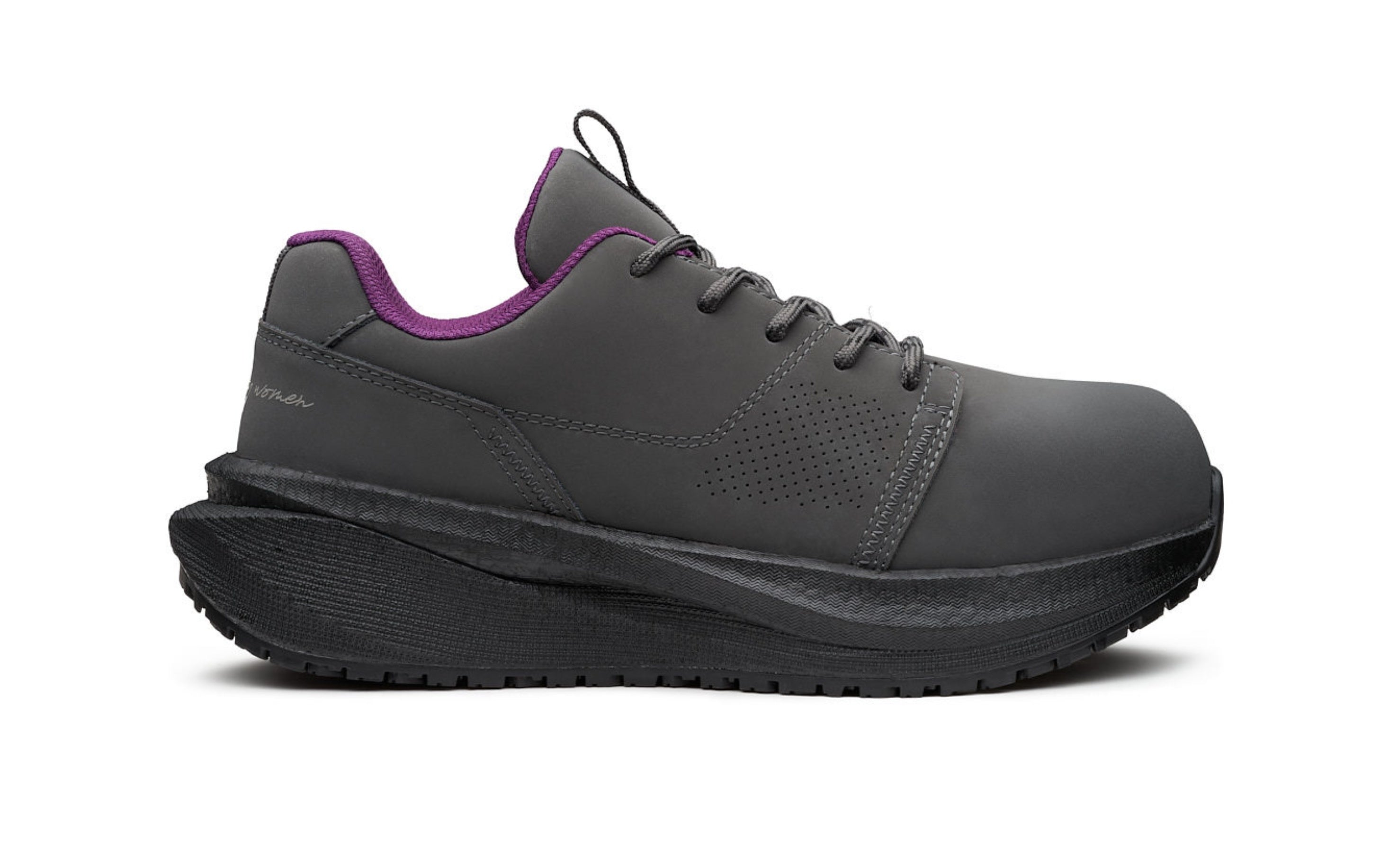 Astra Composite Toe Safety Sneaker for Women — Gray SD Rated · primary studio side profile · Puncture Resistant PR