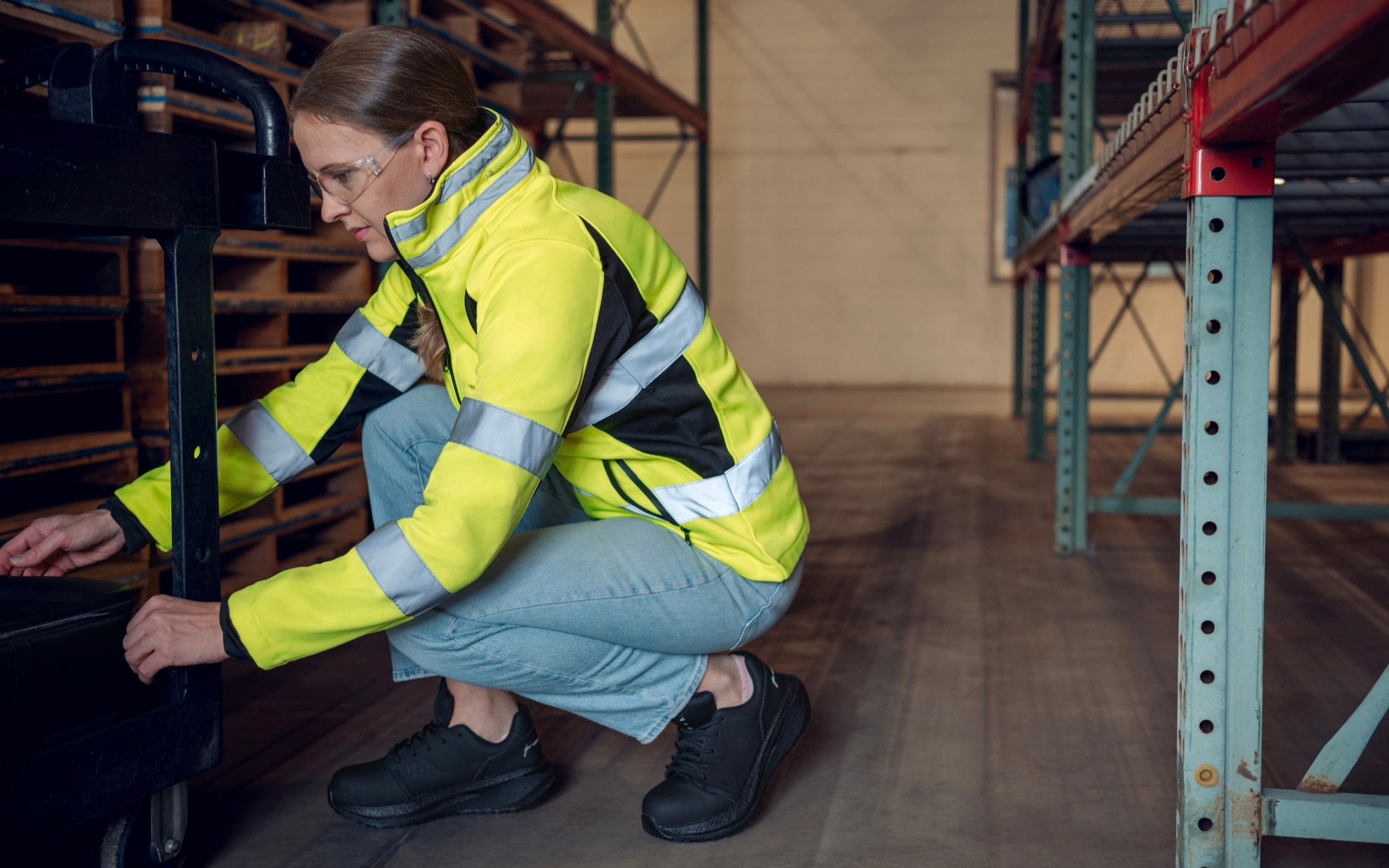 Astra Athletic Sneaker for Women • Nonslip SRO, Puncture Resistant PR, Electrical Hazard EH • Black Silver Action Leather