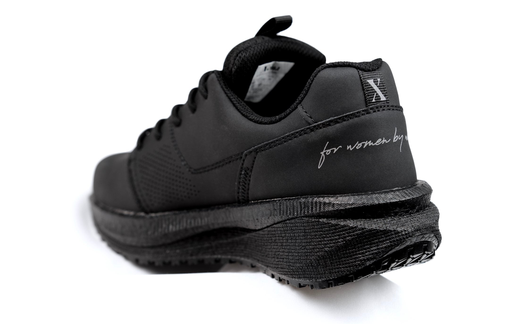 Astra Women's Athletic Work Sneaker • Nonslip SRO, Puncture Resistant PR, Electrical Hazard EH • Black Silver Action Leather