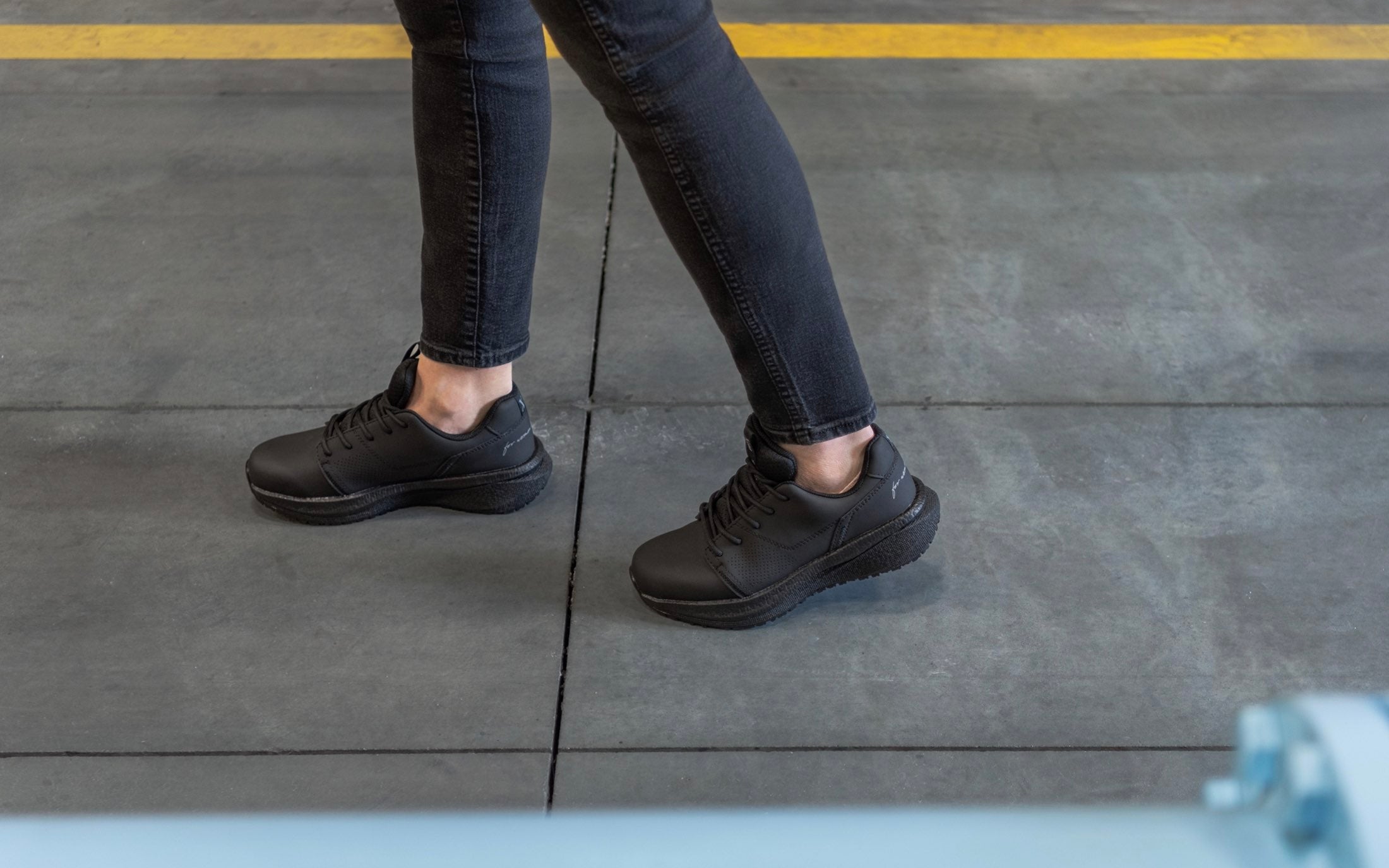 Astra Athletic Work Shoe for Women • Nonslip SRO, Puncture Resistant PR, Electrical Hazard EH • Black Silver Action Leather