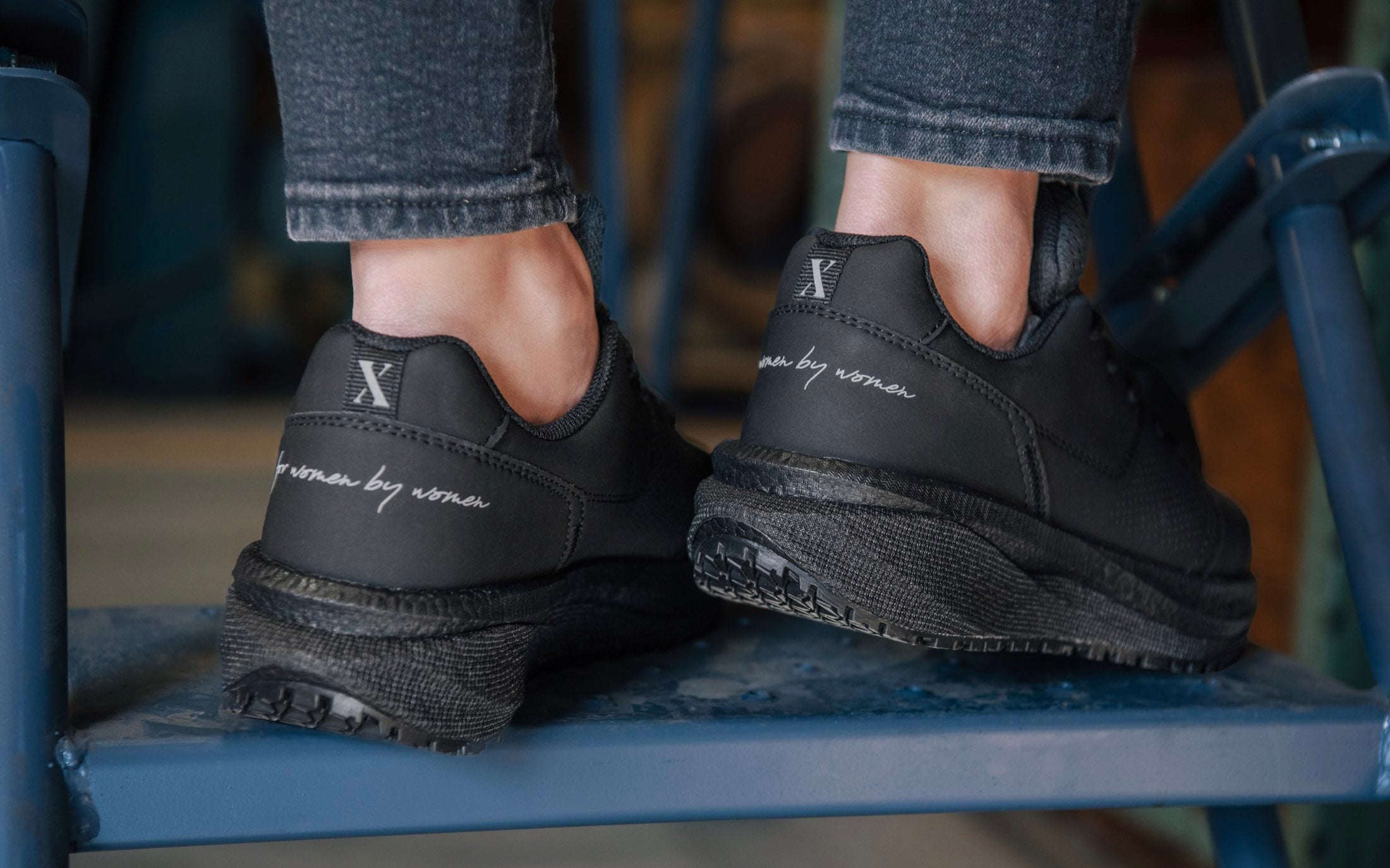 Astra Athletic Work Sneaker for Women • Nonslip SRO, Puncture Resistant PR, Electrical Hazard EH • Black Silver Action Leather