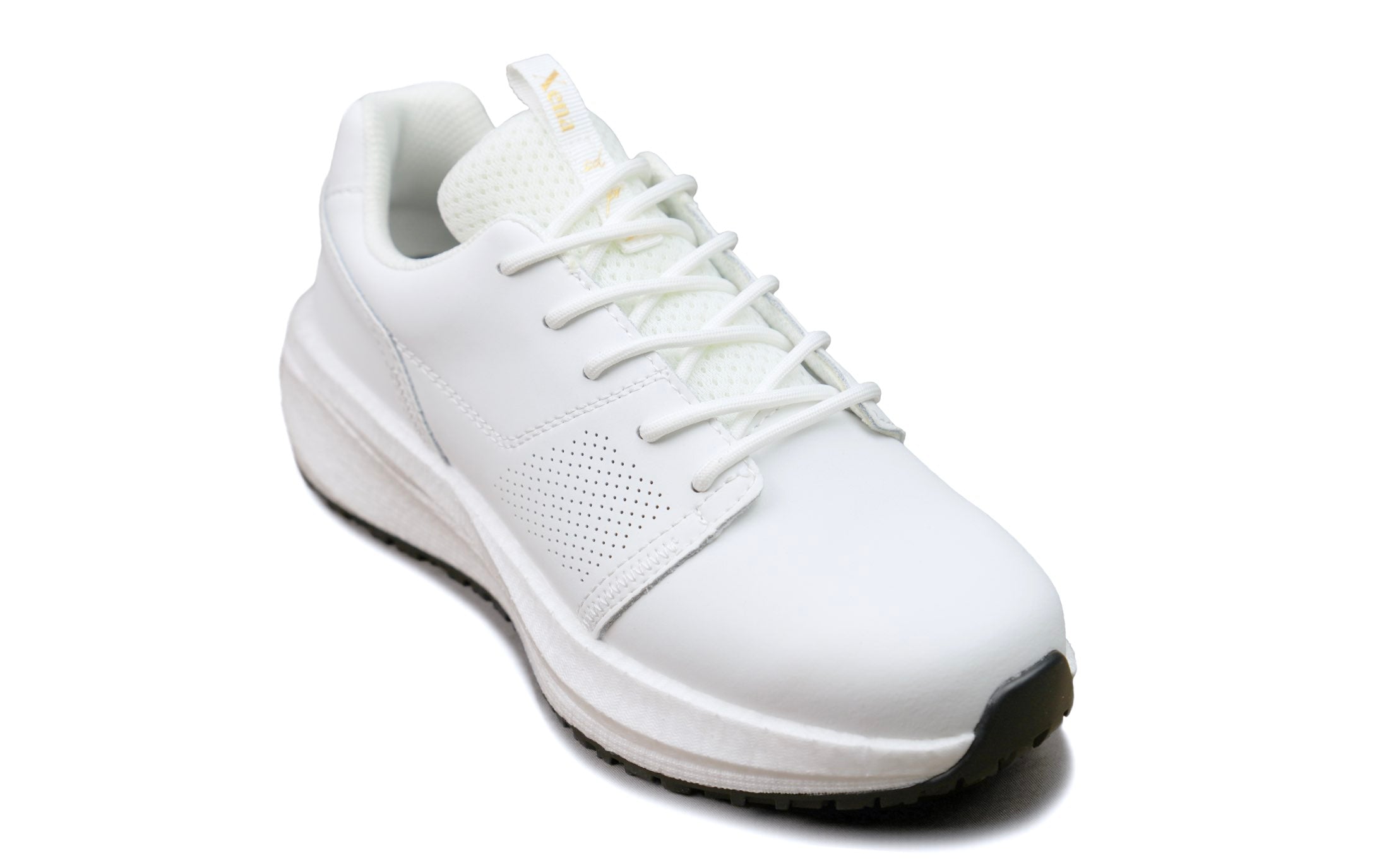 Astra Women's Athletic Work Sneaker • Nonslip SRO, Puncture Resistant PR, Static Dissipative • White Gold Action Leather