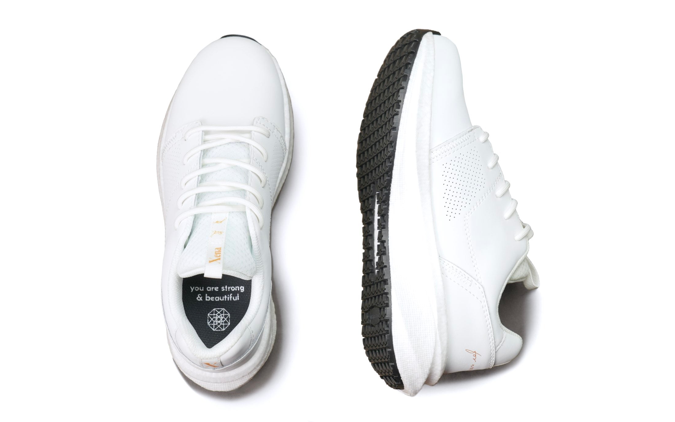 Astra Women's Athletic Work Shoe • Nonslip SRO, Puncture Resistant PR, Static Dissipative • White Gold Action Leather