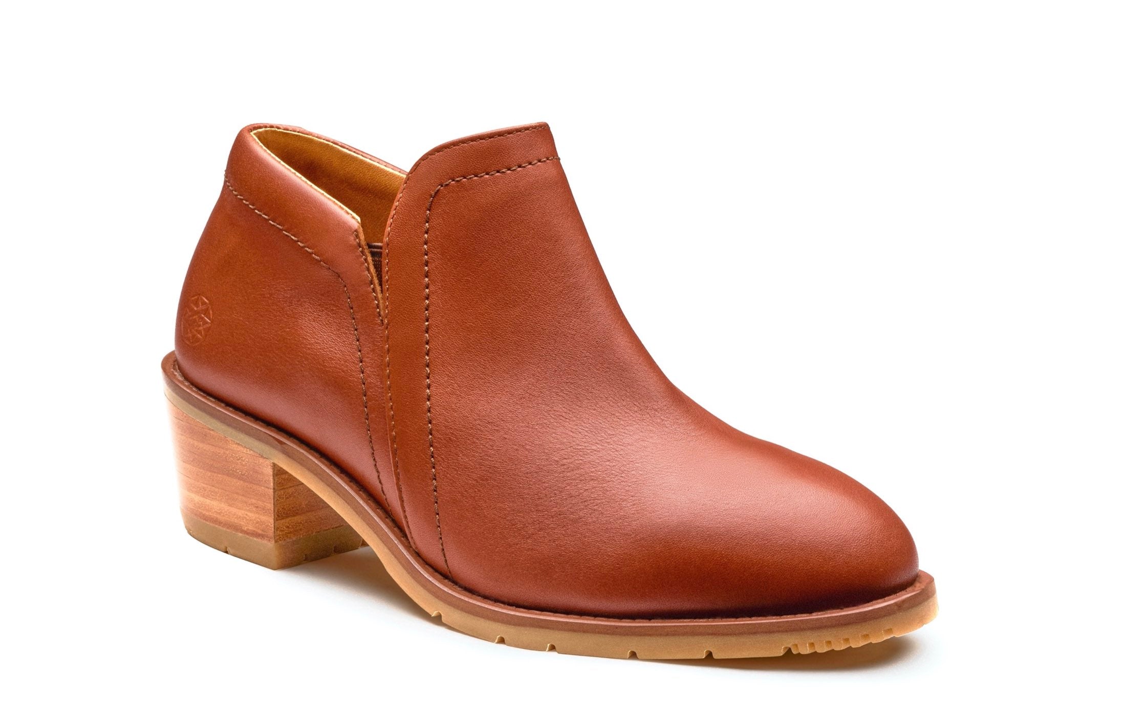 Gravity Women’s Steel Toe Ankle Bootie I Full-Grain Leather in Cognac Brown Leather by Xena Workwear