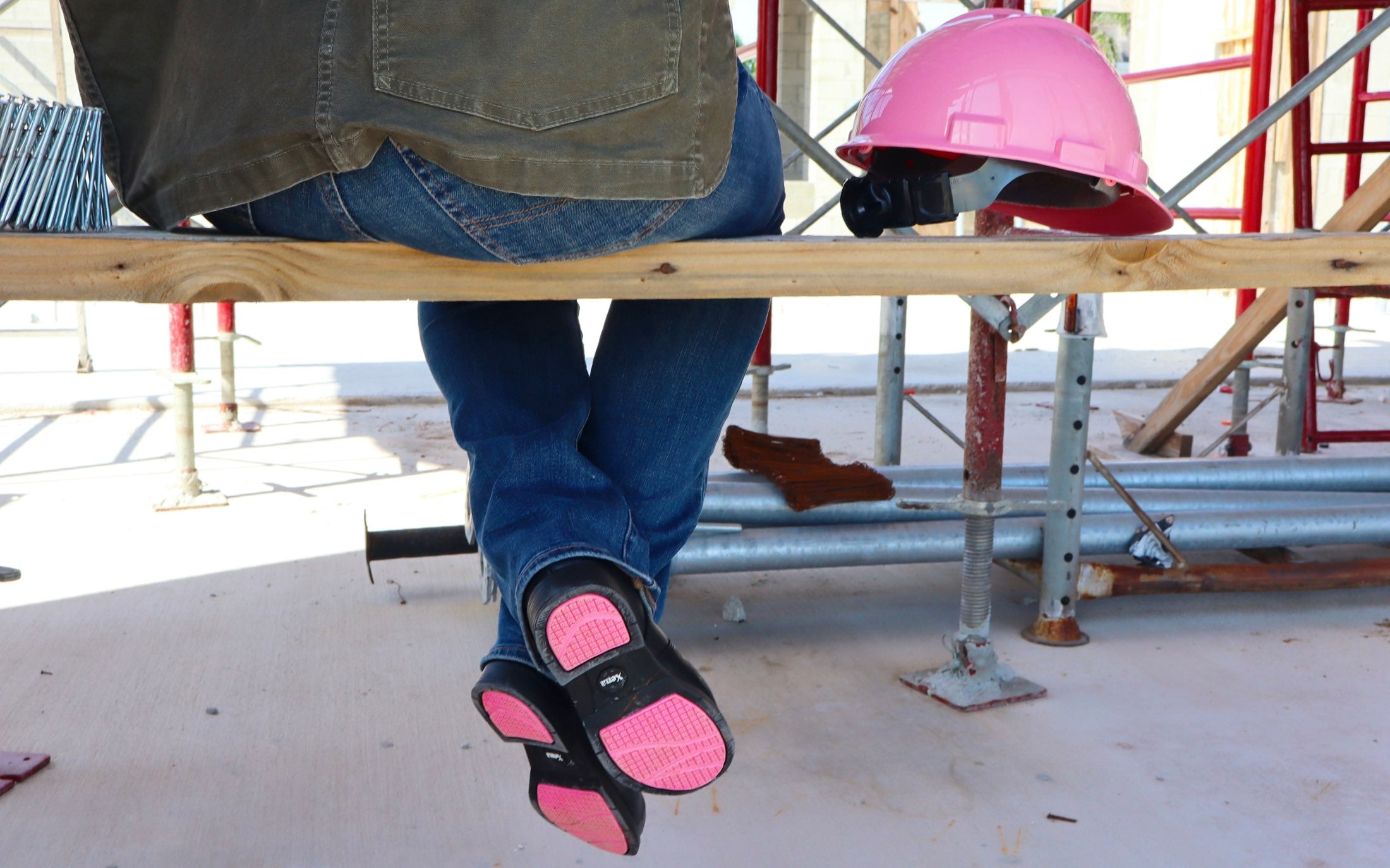 Leen x Xena Limited Edition Pink Bottom Safety Boots for Women