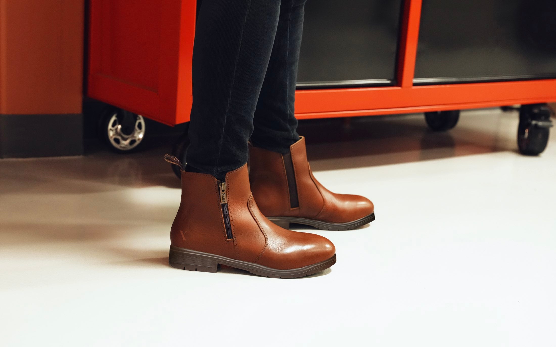 Omega Electrical Hazard EH Rated Steel Toe Women's Work Boot | ASTM Certified and OSHA Compliant I Full-Grain Bourbon Brown Leather | Made in North America for Women by Women | Xena Workwear