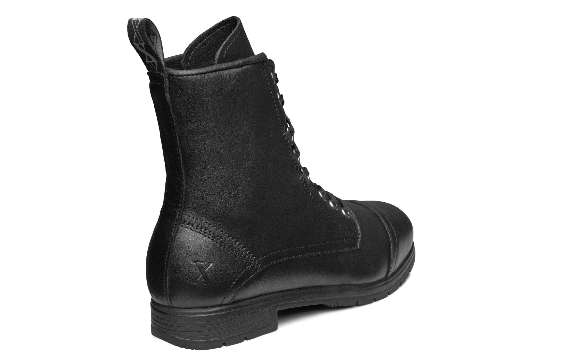 Spice EH Rated Steel-Toe Safety Combat Motorcycle Boot | Designed for Women by Women | ASTM Certified, Featuring Lace-Ups, and Side Zipper | Full Grain Jet Black Leather | Xena Workwear