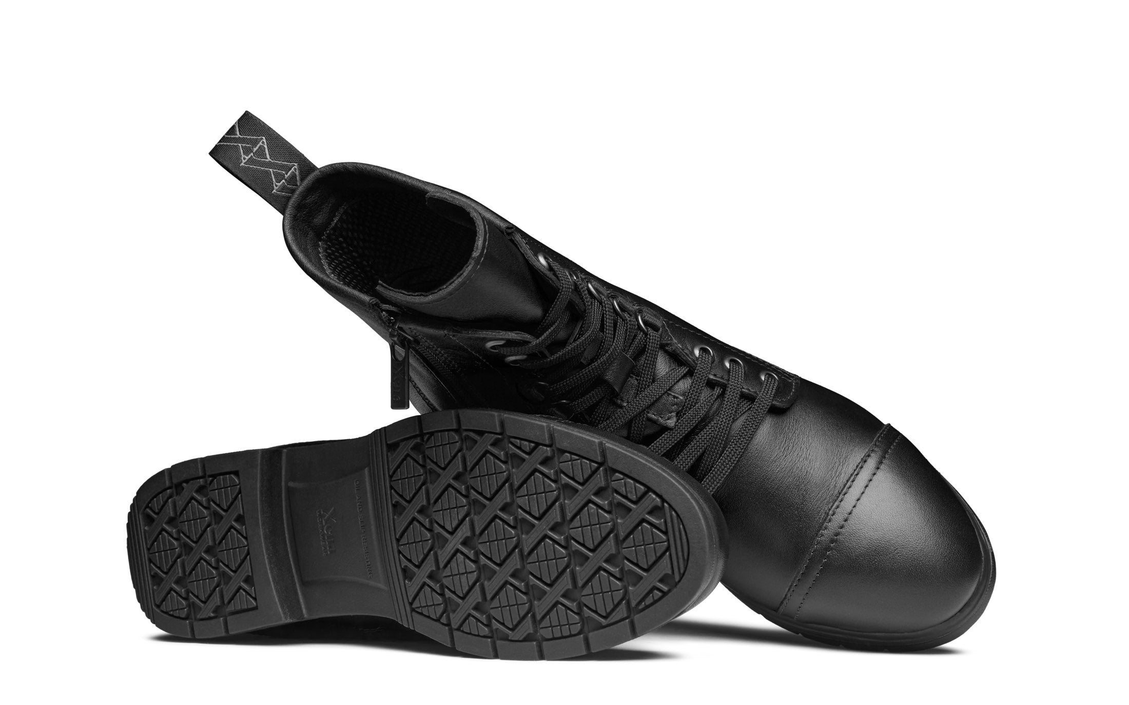 Spice EH Rated Steel-Toe Safety Combat Motorcycle Boot | Designed for Women by Women | ASTM Certified, Featuring Lace-Ups, and Side Zipper | Full Grain Jet Black Leather | Xena Workwear