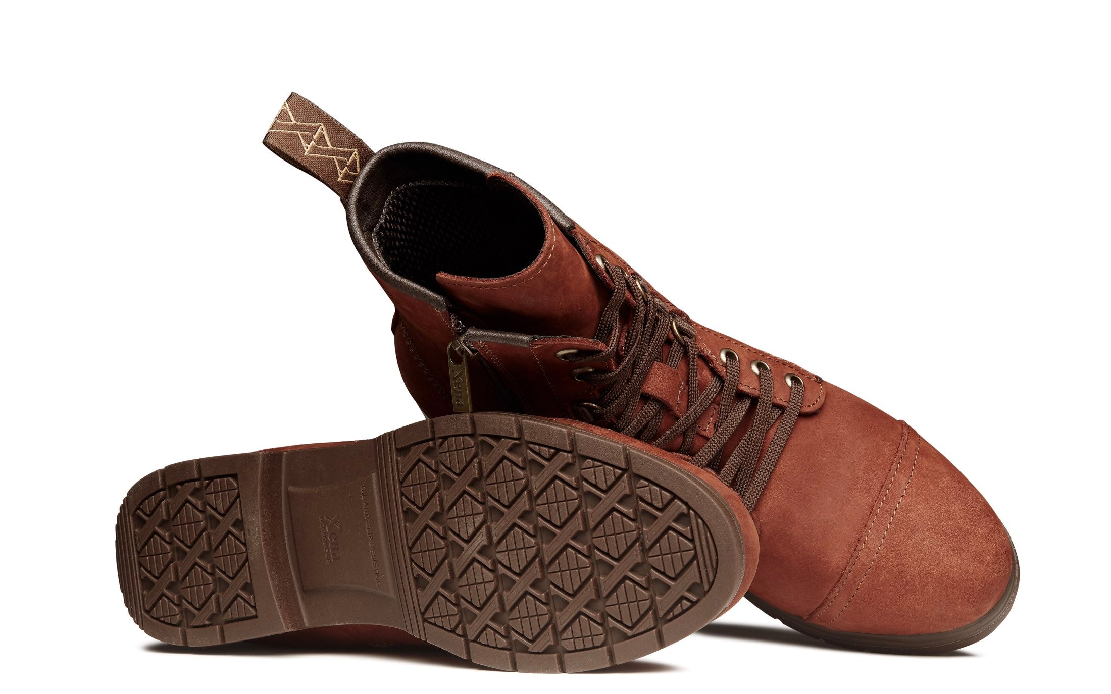 Spice EH Rated Women's Combat Steel-Toe Motorcycle Safety Work Boot | ASTM Certified, Featuring Lace-Ups, and Side Zipper | Waterproof Dark Lava Nubuck Leather | Made by Xena Workwear