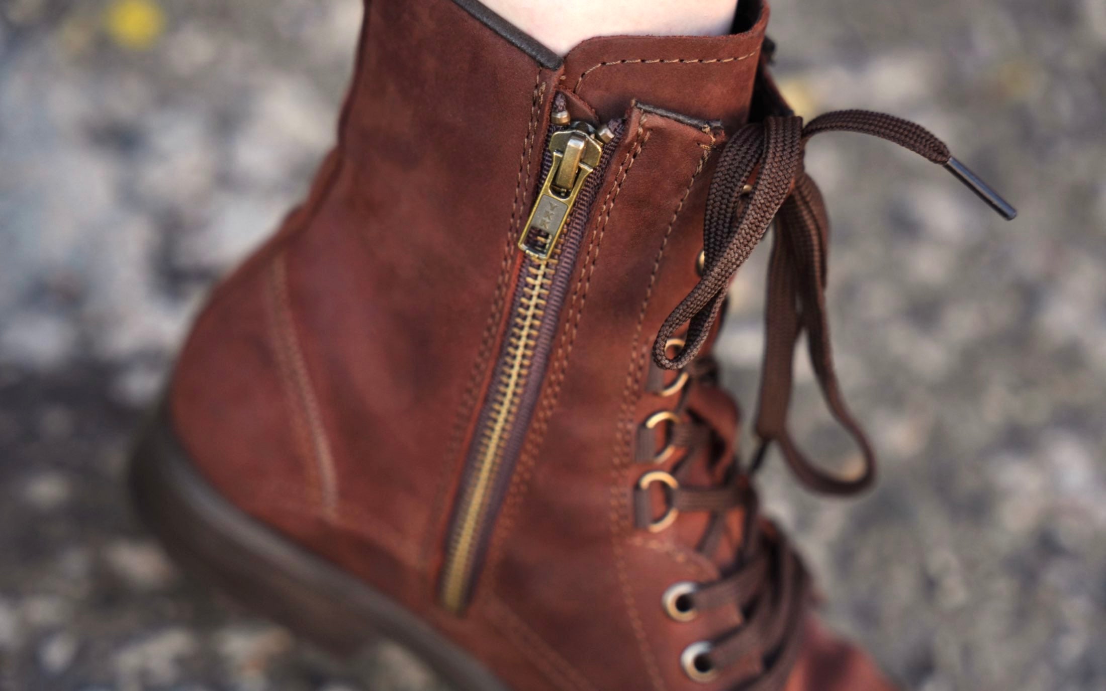 Spice EH Rated Women's Combat Steel-Toe Motorcycle Safety Work Boot | ASTM Certified, Featuring Lace-Ups, and Side Zipper | Waterproof Dark Lava Nubuck Leather | Made by Xena Workwear