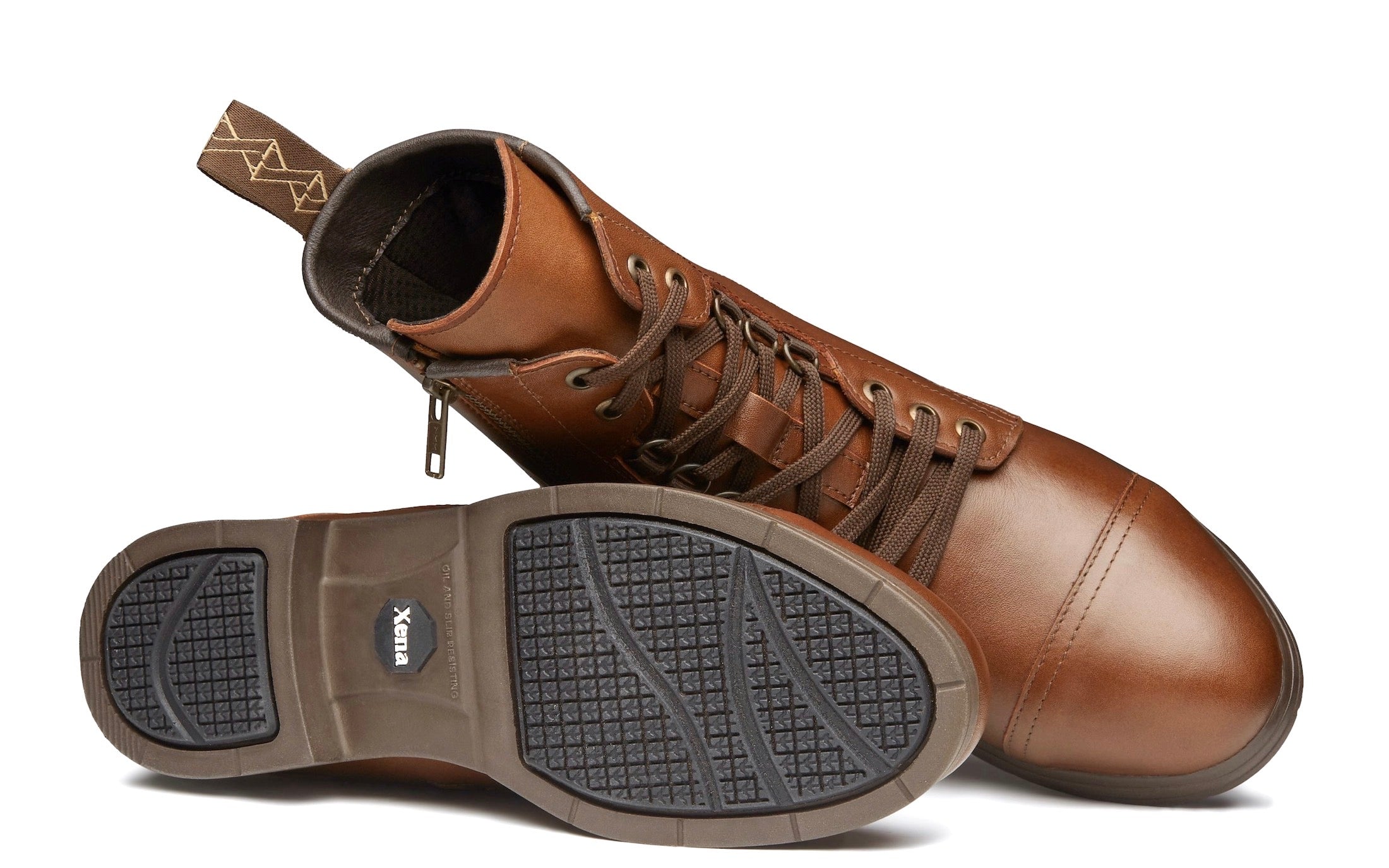 Spice Steel-Toe Safety Combat Motorcycle Boot | Designed for Women by Women | ASTM Certified, Featuring Lace-Ups, and Side Zipper | Full Grain Mystic Dune Leather | Xena Workwear