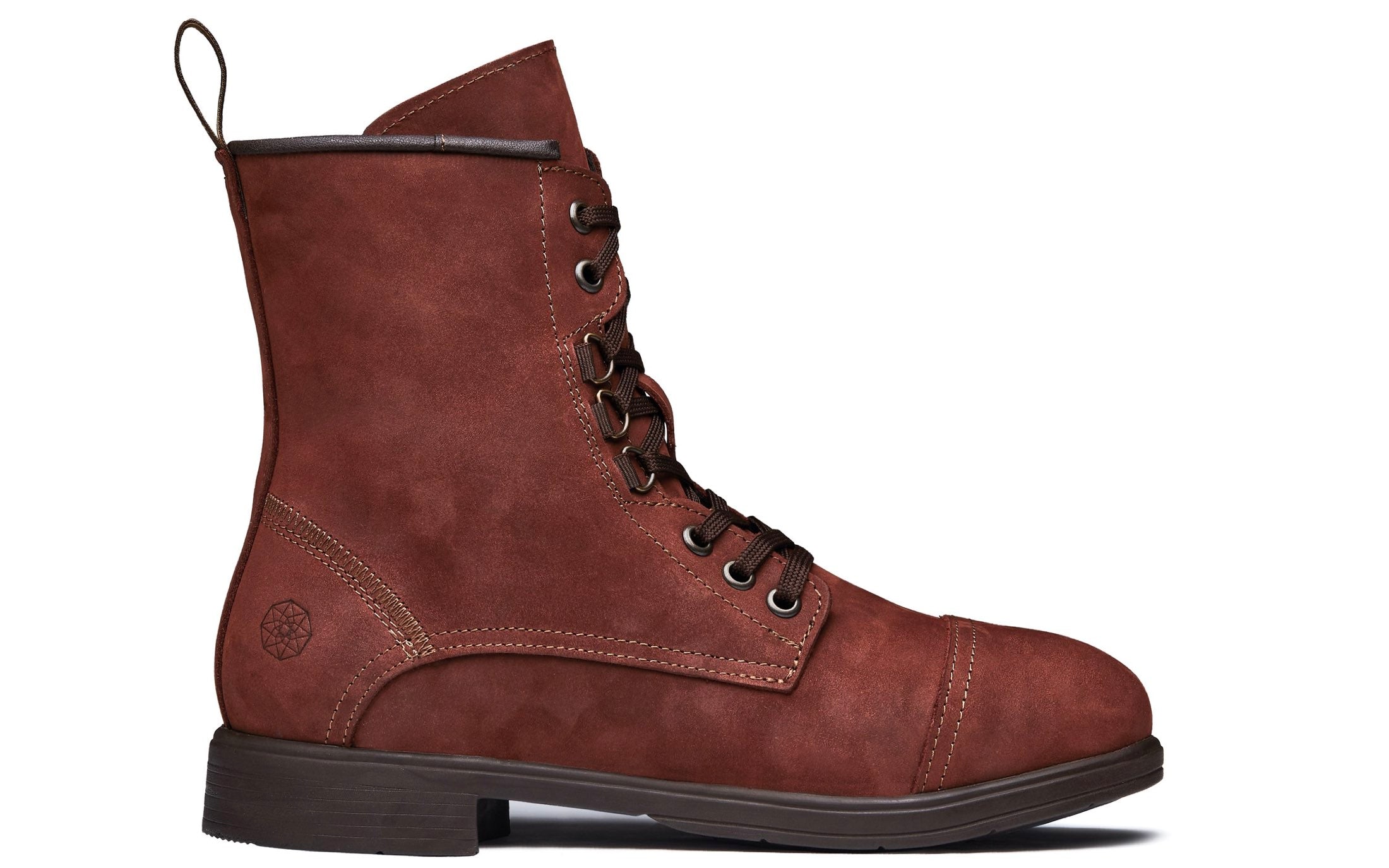 Spice Women's Combat Steel-Toe Motorcycle Safety Work Boot | ASTM Certified, Featuring Lace-Ups, and Side Zipper | Waterproof Dark Lava Nubuck Leather | Made by Xena Workwear