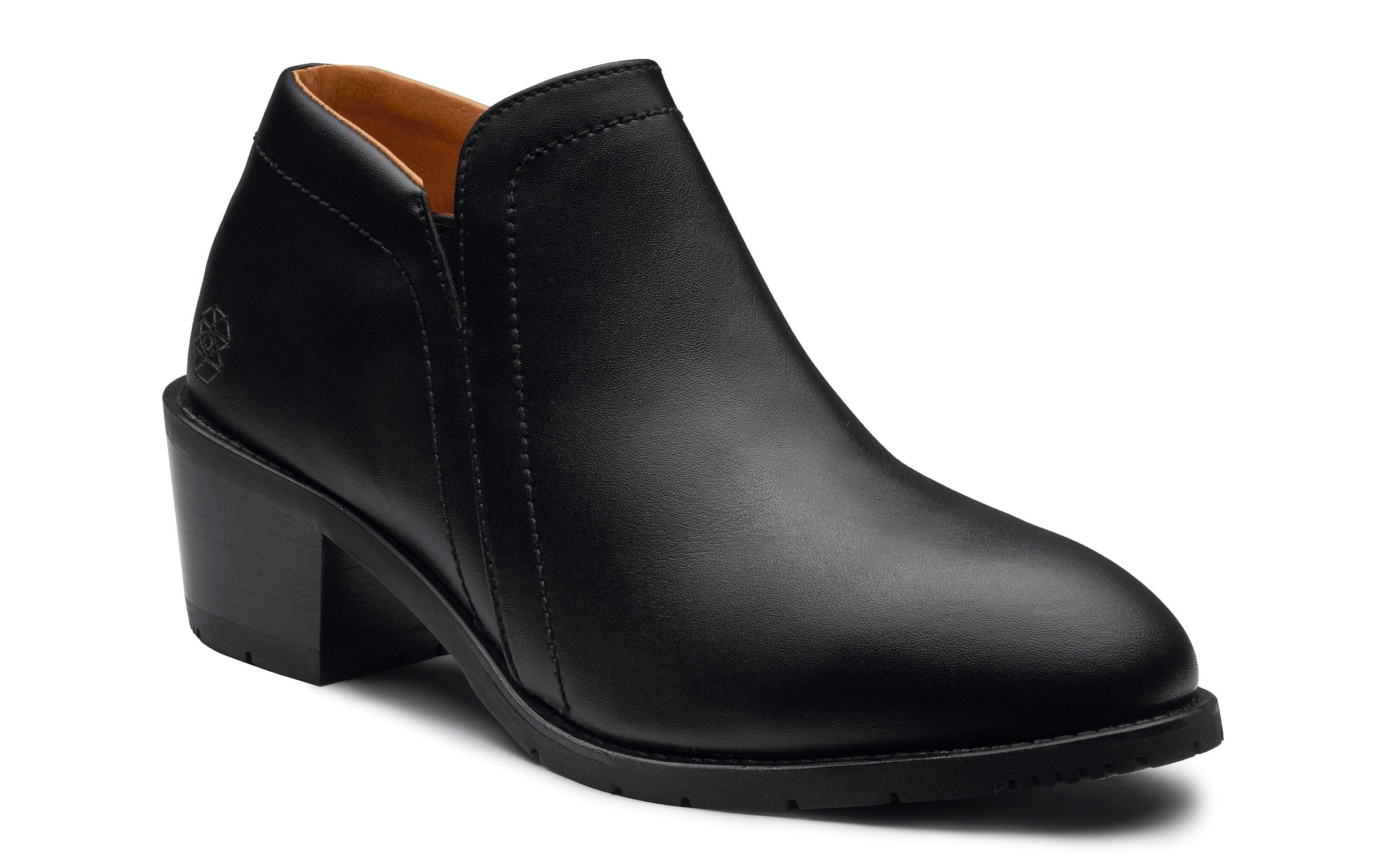 Gravity Women's Steel-Toe Safety Bootie in Vegan Blackout Leather