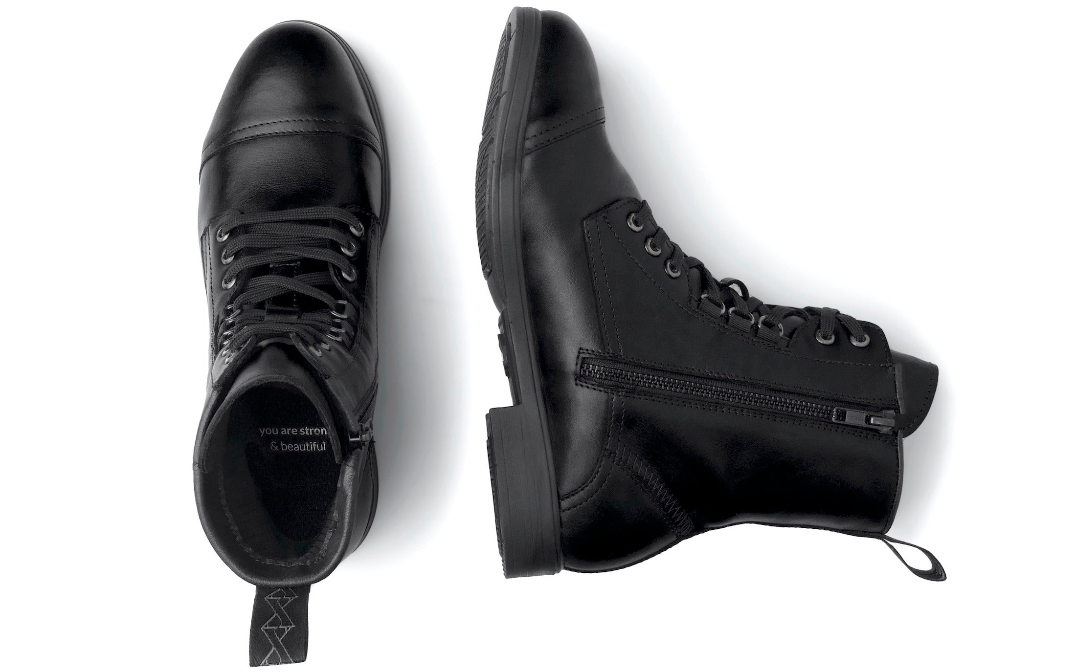 Spice Steel-Toe Safety Combat Motorcycle Boot | Designed for Women by Women | ASTM Certified, Featuring Lace-Ups, and Side Zipper | Full Grain Jet Black Leather | Xena Workwear