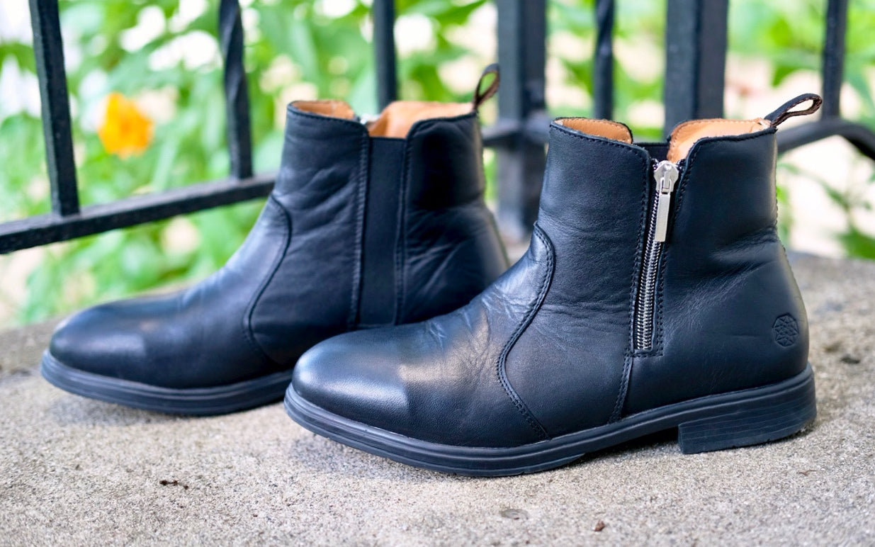 Weathered Collection | Omega EH Rated Steel-Toe Safety Boot in Full-Grain Stylish Black Leather | Xena Workwear for Women by Women