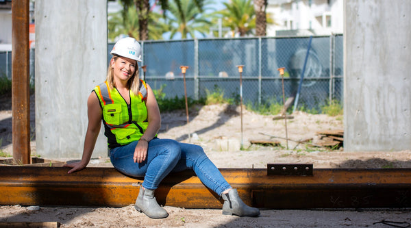 Britney Mroczkowski supervising a construction site