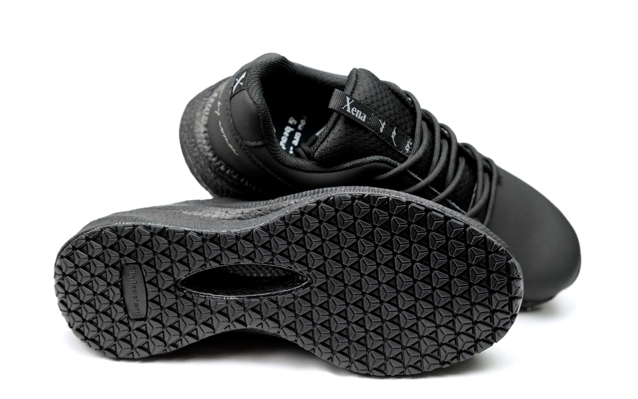 Astra Women's Athletic Work Sneaker • Nonslip SRO, Puncture Resistant PR, Electrical Hazard EH • Black Silver Action Leather