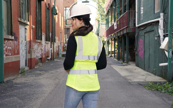 Hi-Vis ANSI Class 2 Safety Vest for Women Designed by Xena Workwear and Dawson Workwear
