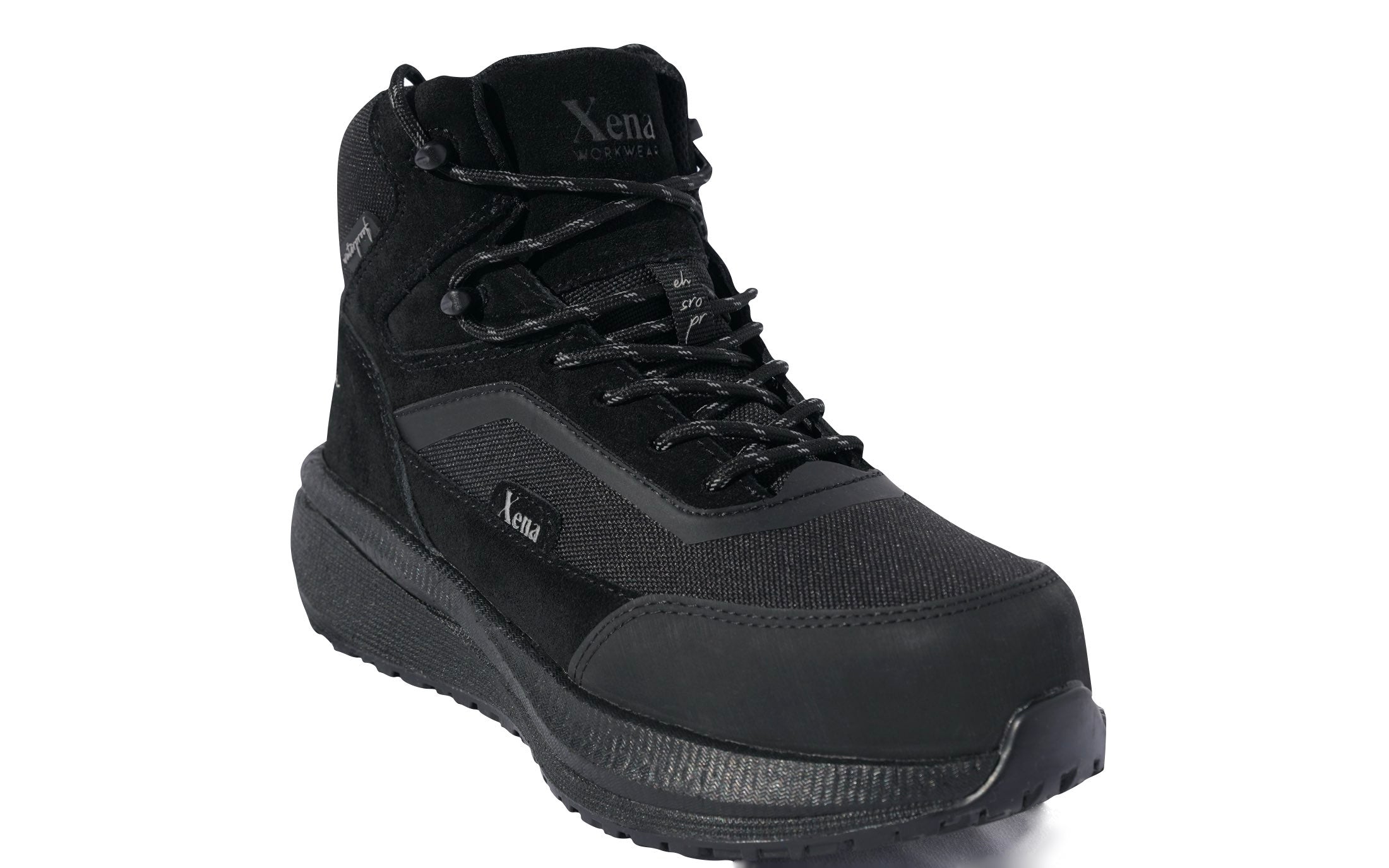 Luna Women's Work Athletic High-Top Composite Toe Safety Boot in Black • Waterproof, Puncture Resistant, Electrical Hazard • Made by Xena Workwear