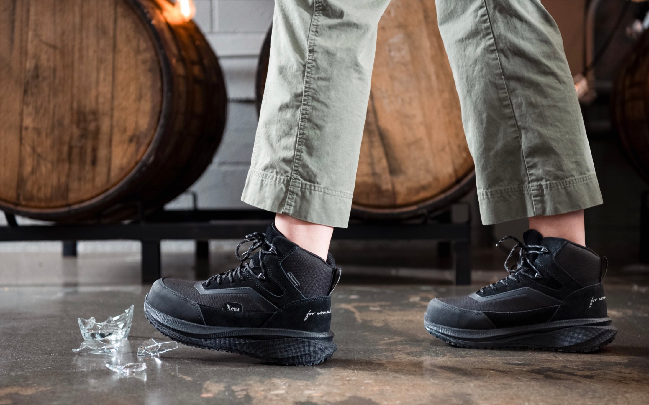 Luna Women's Work Athletic High-Top Composite Toe Safety Boot in Black • Waterproof, Puncture Resistant, Electrical Hazard • Made by Xena Workwear