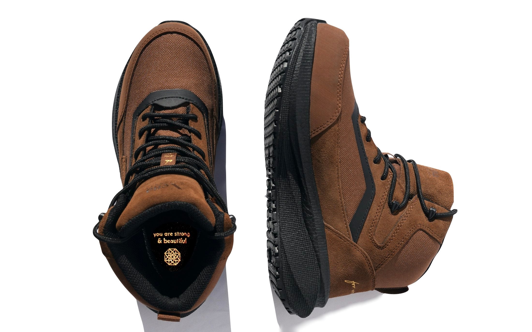 Luna Women's Work Athletic High-Top Composite Toe Safety Boot in Brown • Waterproof, Puncture Resistant, Electrical Hazard • Made by Xena Workwear