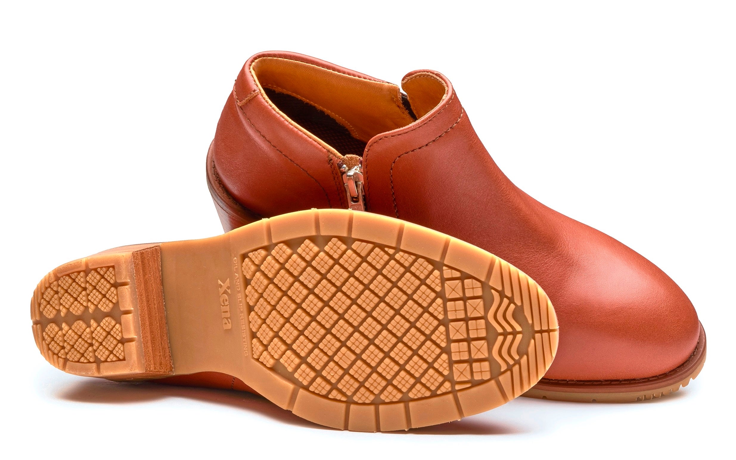 Gravity Steel-Toe Safety Shoe Bootie For Women | Full-Grain Cognac Color | Xena Workwear
