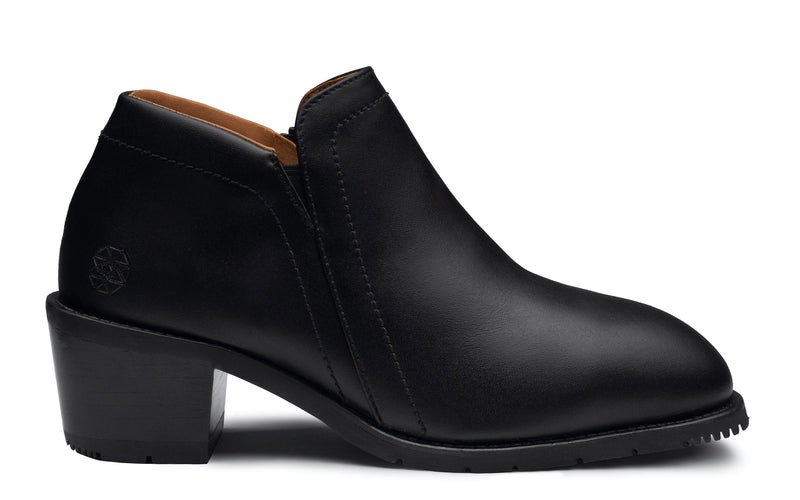 Gravity Vegan Women's Steel-Toe Safety Shoe in Vegan Blackout Leather