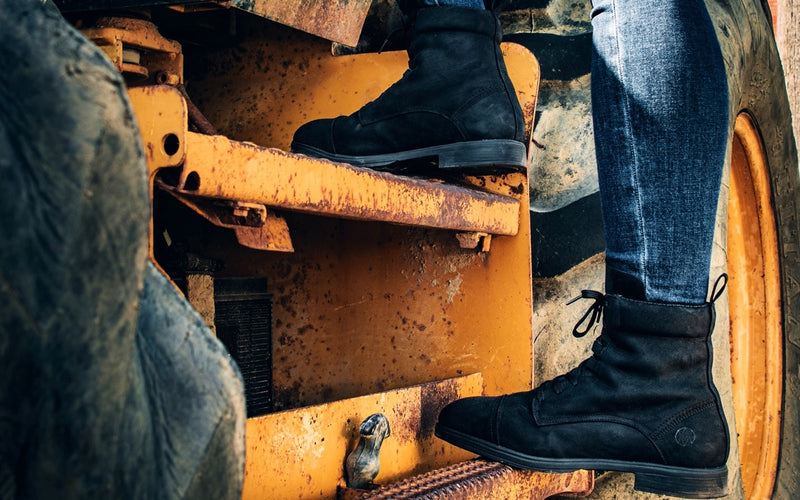 Inertia Electrical Hazard EH Certified Steel Toe Women's Lace Up Boot | Waterproof & Durable Leather | Buff Matte Black Color | Xena Workwear
